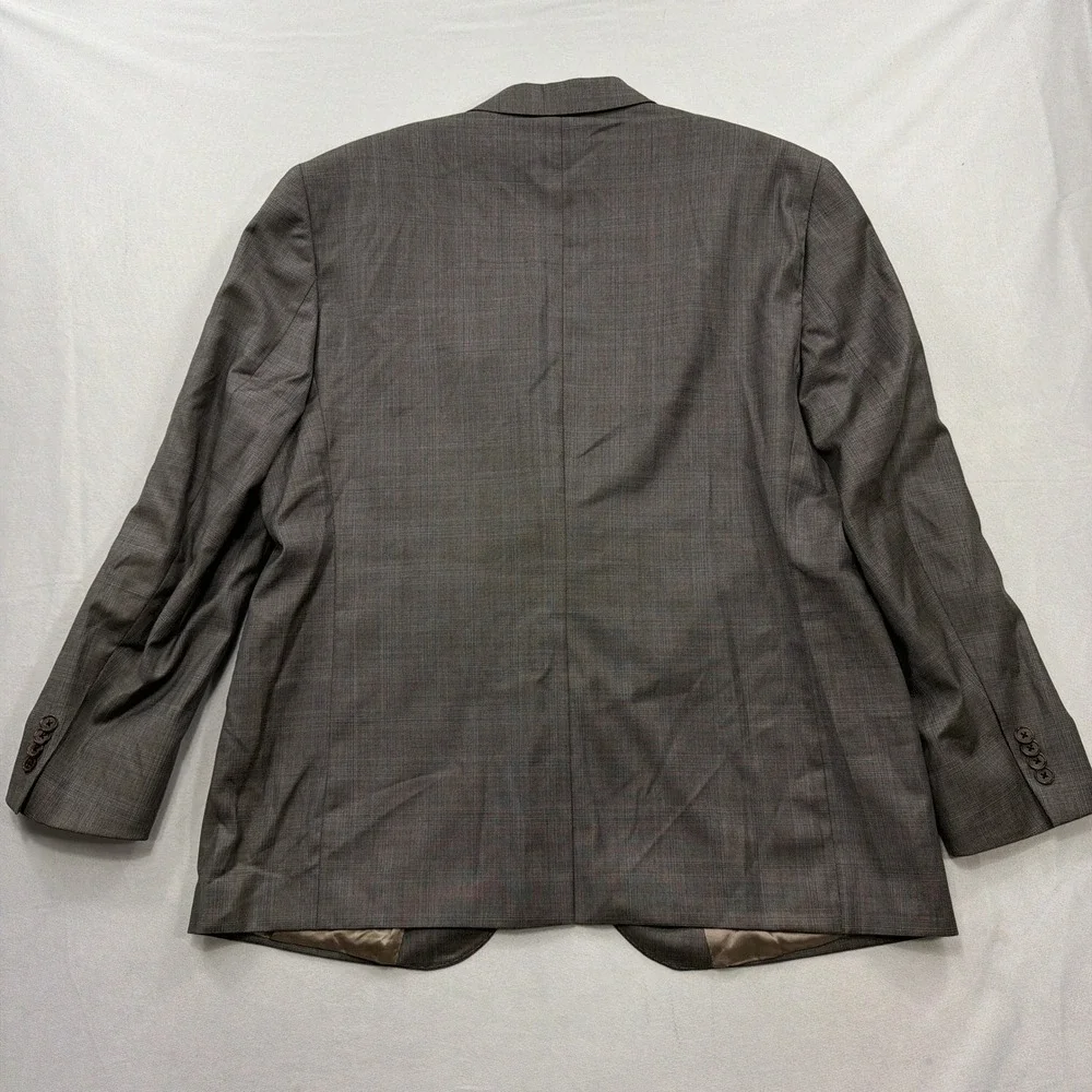Loro Piana Sport Coat Super 130s Wool Plaid Grey Mens 44S Cremieux
